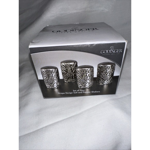 Godinger Silver Art Co. salt and pepper shakers, set of 4, grapevine pattern - Picture 2 of 4